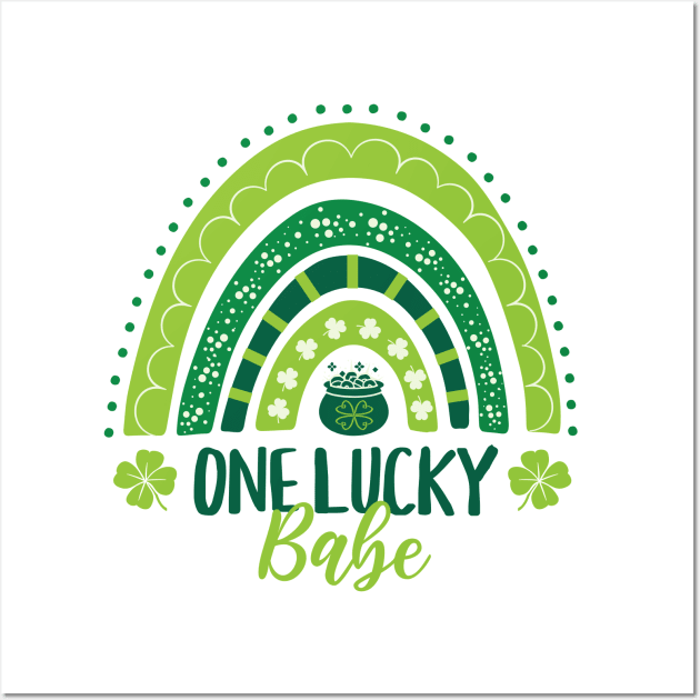 One Lucky Babe St Patricks Day Rainbow Wall Art by PUFFYP